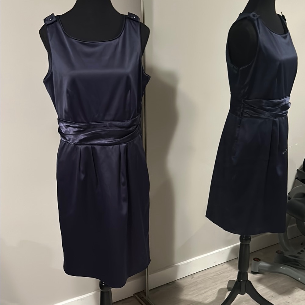 Navy Blue Satin Dress